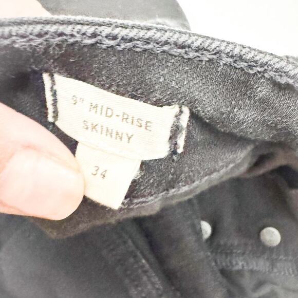 Madewell 9" Mid-Rise Skinny Button Front Black Denim Jeans Size 34 - Picture 5 of 10